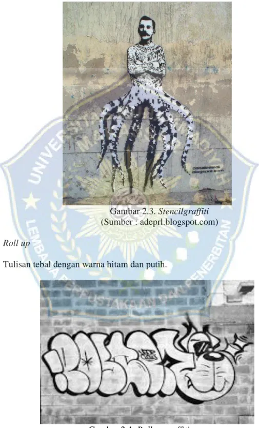 Gambar 2.3. Stencilgraffiti   (Sumber : adeprl.blogspot.com)  d.  Roll up 
