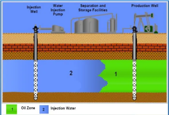 Gambar 11. Mekanisme Water Flooding (CPI Reservoir Managemen, 2011) 