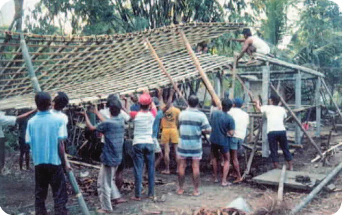 Gambar  5.4   Persatuan  dalam  gotong  royong  dapat  hilang  akibat  konflik  dalam  masyarakat.