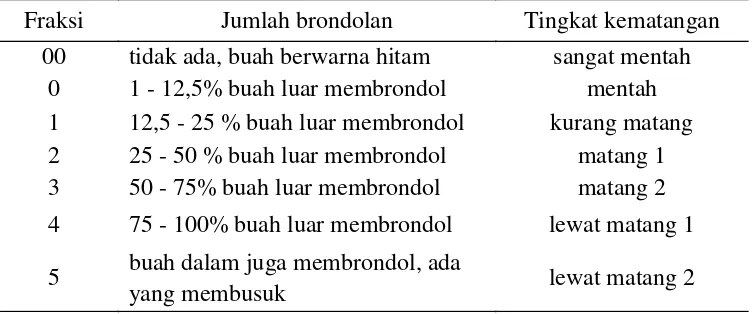 Tabel 4  Beberapa tingkatan fraksi matang panen pada tanaman kelapa sawit  