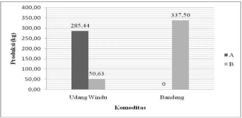 Gambar 4. Produksi Komoditas Budidaya (kg) pada Kedua Kelompok 