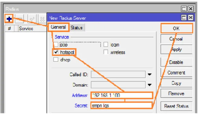 Gambar 4. Ceklist Use Radius Pada Server Profile  3.4.2 Konfigurasi  User Manager 