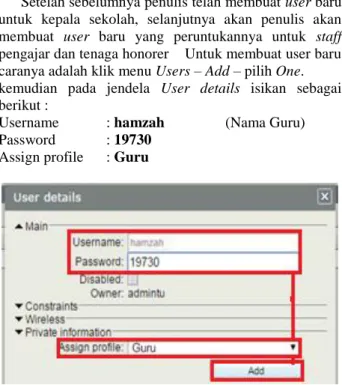 Gambar 8.  Input Data Username dan Password Client 