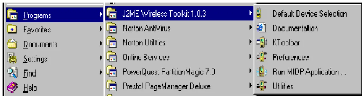 Gambar 3. Menu J2ME Wireless Toolkit 