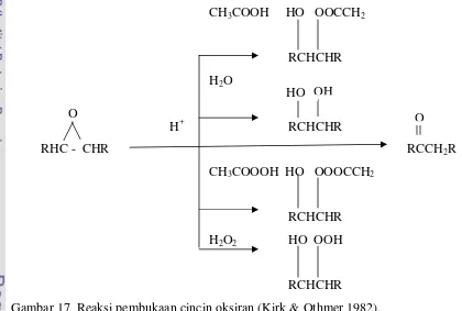 Gambar 17  Reaksi pembukaan cincin oksiran (Kirk & Othmer 1982). 