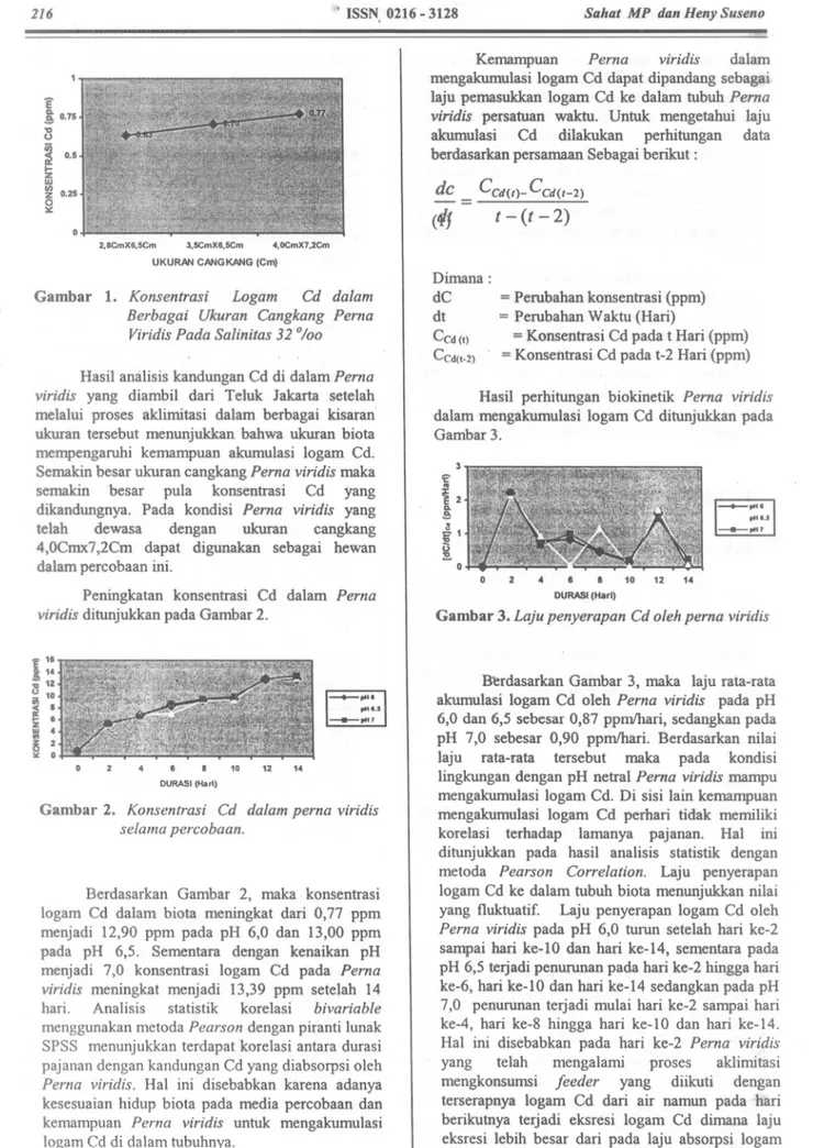 Gambar 1. Konsentrasi Logam Cd dalam Berbagai Ukuran Cangkang Perna