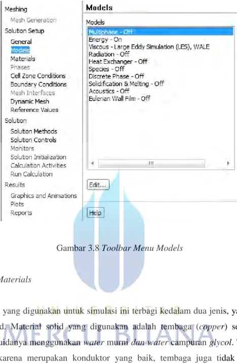 Gambar 3.8 Toolbar Menu Models 