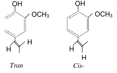 Gambar  1  Struktur molekul isoeugenol (Kadarohman dkk. 1999) s- 
