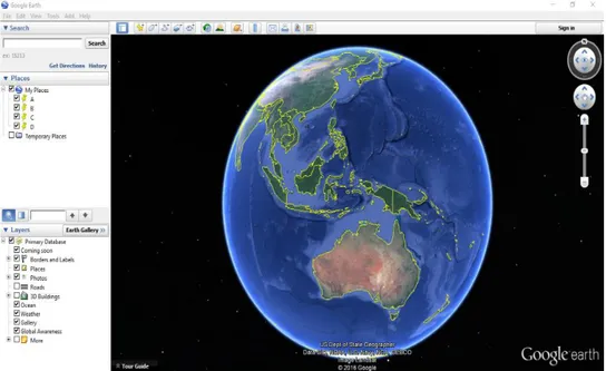 Gambar 2.5. Tampilan aplikasi Google Earth  Sumber : Google Earth, 2016 