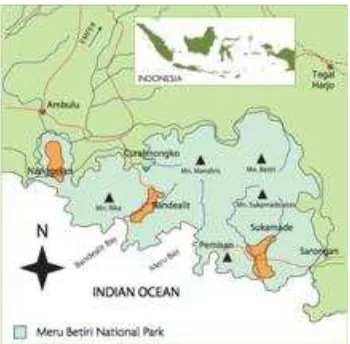 Figure 2. Map of Meru Betiri National Park, West Java, Indonesia Source: Aliadi (2005) 