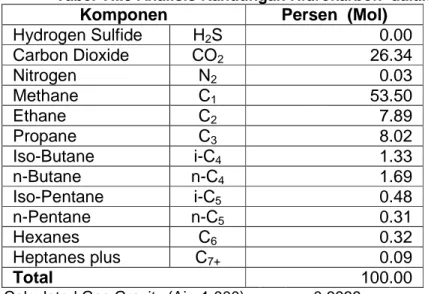 Tabel VII.5 Analisis Kandungan Hidrokarbon  dalam gas  Komponen  Persen  (Mol) 