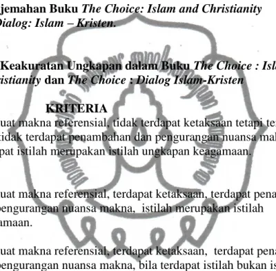 Tabel  5.3  Jumlah dan Persentase Tingkat Keakuratan Ungkapan Keagamaan  pada Buku The Choice : Islam and Christianity  dan The Choice:  Dialog Islam – Kristen  