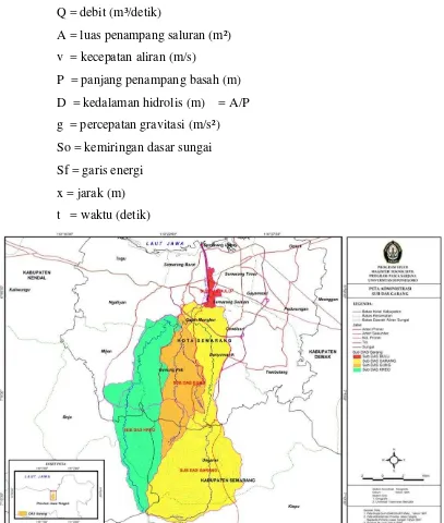 Gambar 2. 8 Peta Sub DAS Garang (kuning), Sungai Kreo(hijau) dan Sungai Kripik(oranye) dan 