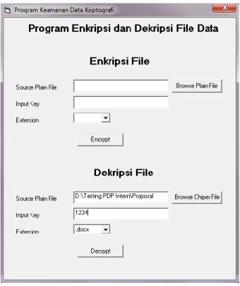 Gambar 5.4 Input Cipher File, Kunci dan Ekstensi File 
