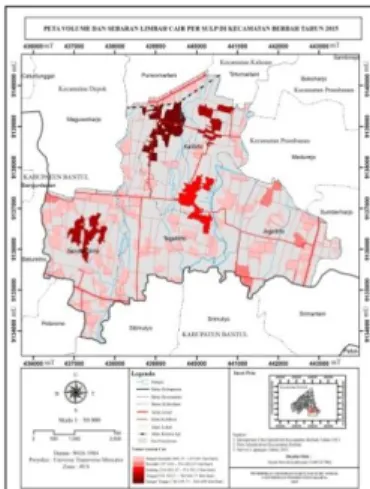 Gambar 7. Peta Volume dan Sebaran Limbah Cair  Per SULP di Kecamatan Berbah 