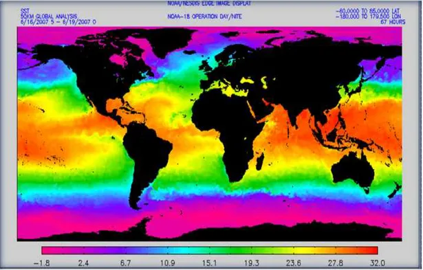 Gambar 1. Citra Satelit Temperature Permukaan Laut (NASA.2009)