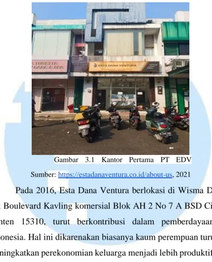 Gambar  3.1  Kantor  Pertama  PT  EDV  Sumber: https://estadanaventura.co.id/about-us, 2021 