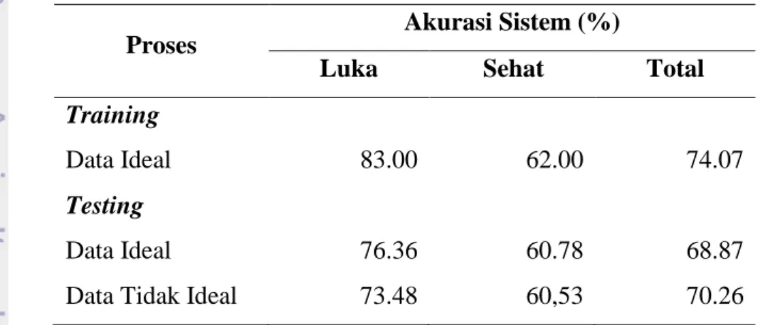 Tabel 2  Hasil Akurasi Training dan Testing 