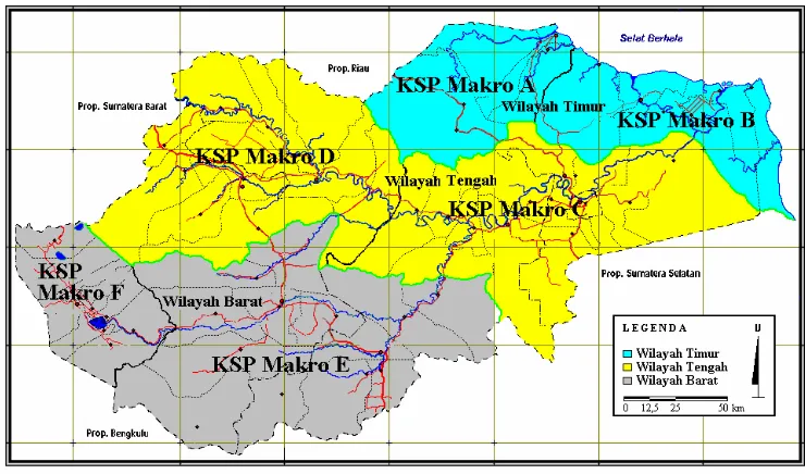 Tabel 14.  Pembagian wilayah pengembangan KSP Makro di Propinsi Jambi 