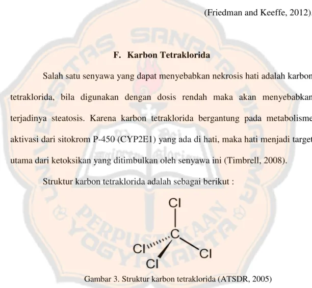 Gambar 3. Struktur karbon tetraklorida (ATSDR, 2005) 