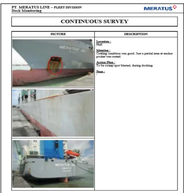 Gambar 1. Contoh laporan hasil survei kondisi kapal PT. Meratus Line 