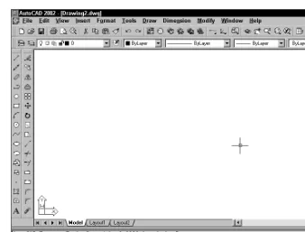 Figure 2-2: When you create a drawing based on a template, AutoCAD opens adrawing called Drawing2.dwg.