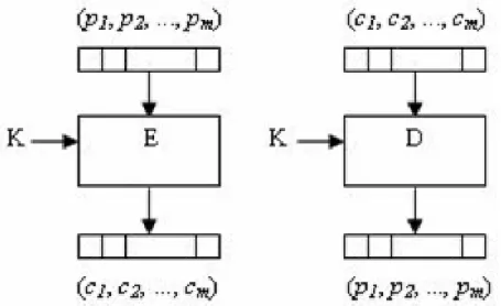 Gambar 2.1 . Enkripsi dan Dekripsi dengan Cipher Block 