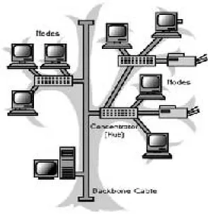 Gambar 2.5 Topologi Tree  Kelebihan Topologi Tree : 