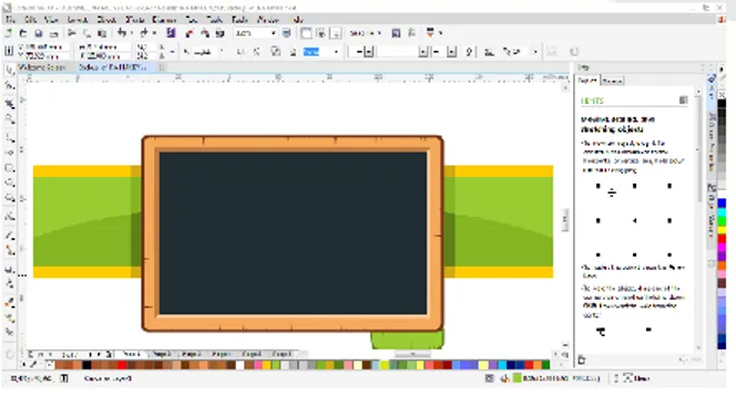 Gambar 4-1 Tampilan CorelDraw X7  Gambar  diatas  dibuat  untuk  tampilan  menu  utama  aplikasi pembelajaran yang akan dibangun