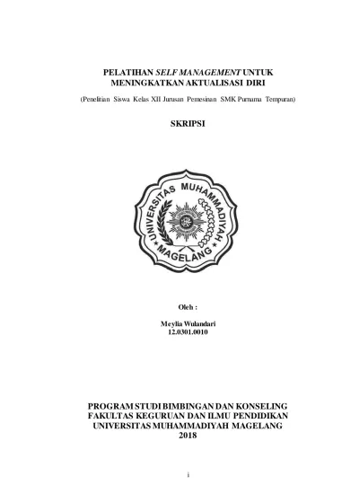 Pelatihan Self Management Untuk Meningkatkan Aktualisasi Diri Skripsi