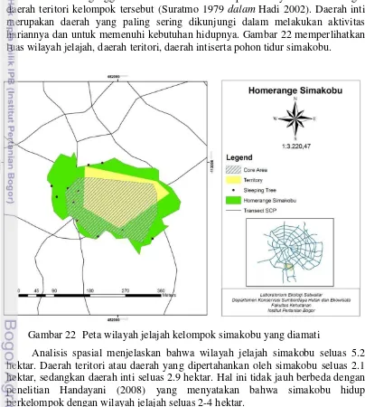 Gambar 22 Peta wilayah jelajah kelompok simakobu yang diamati 