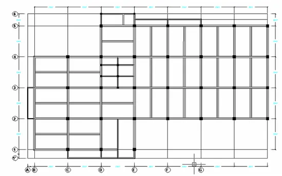 Gambar 3. Konfigurasi balok anak yang ditempatkan dengan posisi berbeda  pada satu lantai (model 3) 