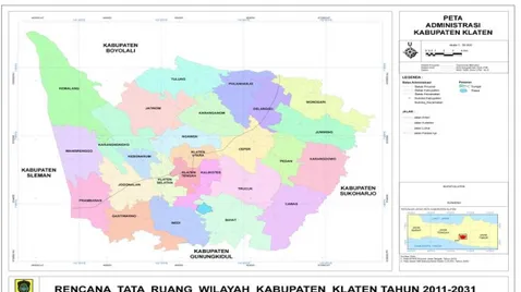 Gambar  Peta  Wilayah  Kabupaten  Klaten  berdasar  kecamatan,  selengkapnya dapat dilihat pada Gambar 2.1 