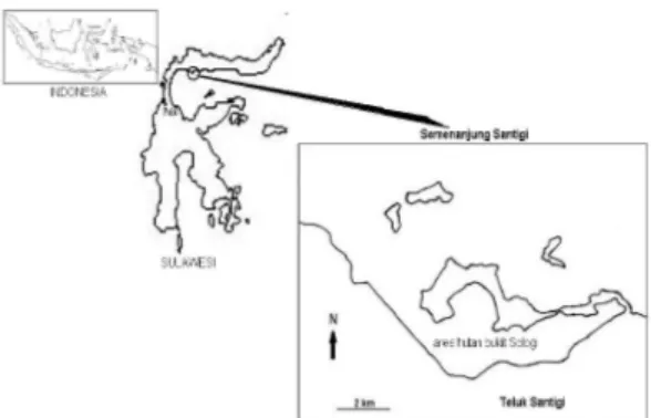 Gambar 1.   Lokasi penelitian Semenanjung Santigi, Sulawesi Tengah.