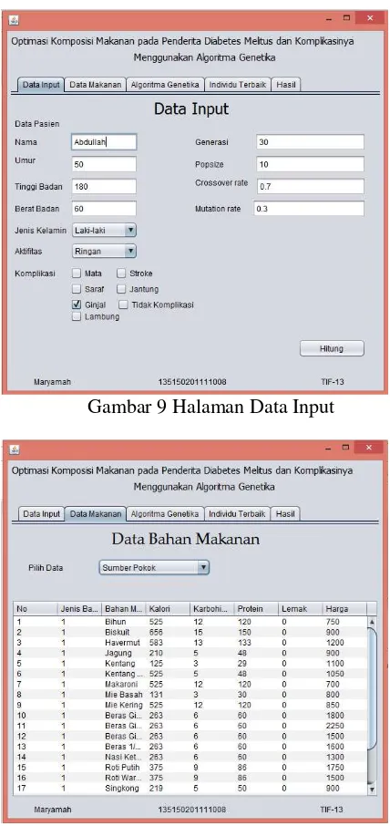 Gambar 9 Halaman Data Input 