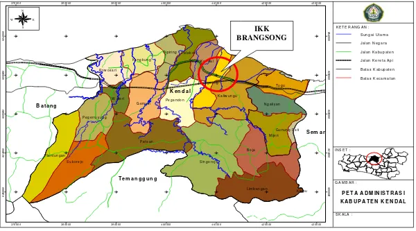 Gambar 1.1 Peta Lokasi Kecamatan Brangsong Pada Kabupaten Kendal 