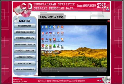 Gambar 3. Screenshot “Halaman Video Tutorial” yaitu Sub Materi Area  Kerja SPSS 