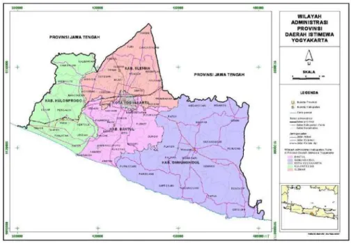 Gambar 1. Peta Wilayah Administrasi Daerah Istimewa Yogyakarta 