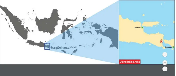 Gambar 1 : Peta persebaran bahasa Jawa dialek Using  (hak cipta: Joshua Project)