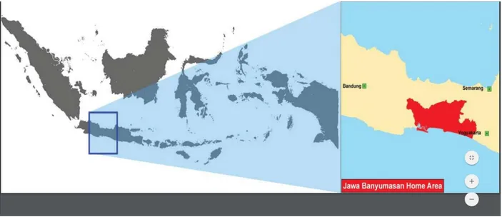 Gambar 2 : Peta persebaran bahasa Jawa dialek Banyumas (hak cipta: Joshua Project)