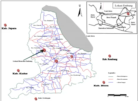 Gambar 1.1. Peta Lokasi Embung Kersulo Kabupaten Pati (Badan Perencanaan Pembangunan Daerah Kabupaten Pati, 2004) 
