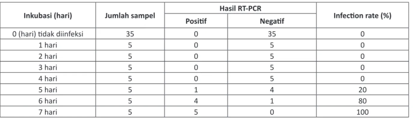 Gambar 1. Foto hasil elektroforesis produk RT-PCR dari sampel nyamuk Ae.aegypti yang 