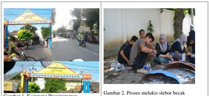Gambar 1. Kampung Prawirotaman  Gambar 2. Proses melukis slebor becak