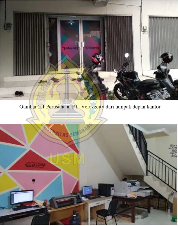 Gambar 2.1 foto kantor PT. Velozzcity dari tampak depan dan Gambar 2.2  area dalam ruang kerja lantai 1 pada PT