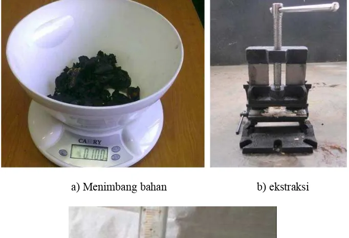 Gambar 3. Pengukuran berat awal kluwek  dan minyak hasil ekstraksi 