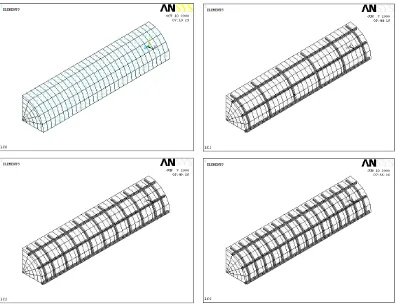 Fig. 6. Element meshing of quarter column specimens LC0, LC1, LC2, and LC3  