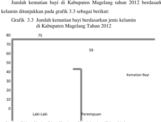 Grafik  3.3  Jumlah kematian bayi berdasarkan jenis kelamin         di Kabupaten Magelang Tahun 2012 