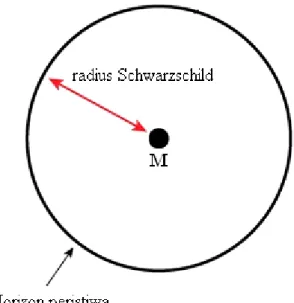 Gambar 2.3. Lubang hitam Schwarzschild bermassa M beradius r s. 