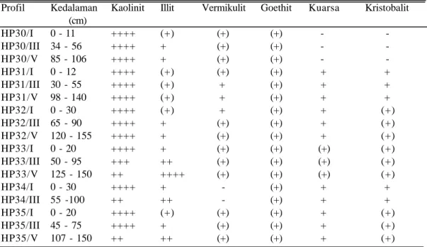 Tabel 2.  Susunan mineral fraksi liat dari tanah sawah bukan baru di Lubuk Linggau