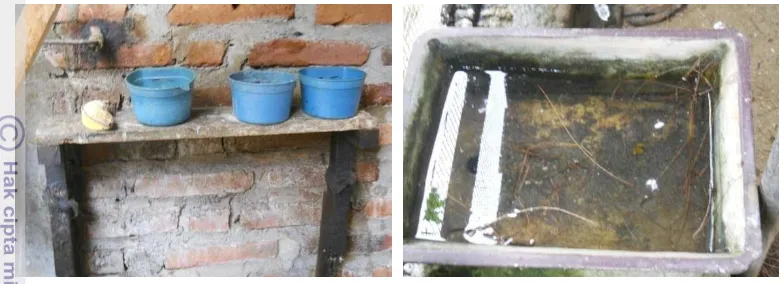 Gambar 7  (a) Tempat pakan dan tempat minum; (b) Tempat mandi. 